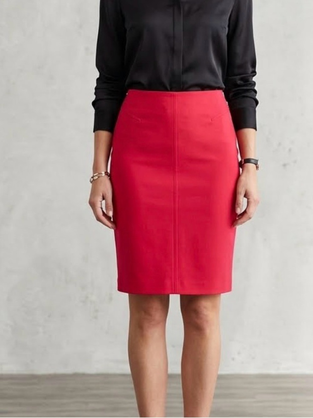 White House Black Market Red Pencil Skirt - Sleek Office Classic